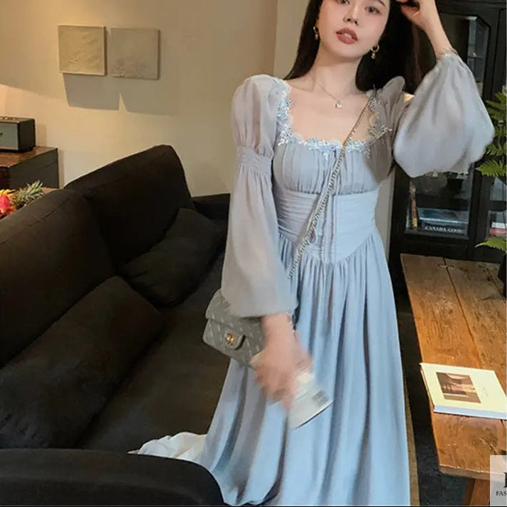 Lantern Sleeve Maxi Princess Dress - Fashionnsio