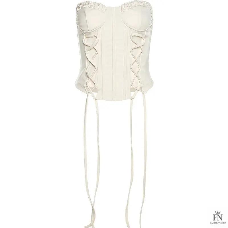 Lace Up Strapless Corset Top - Fashionnsio