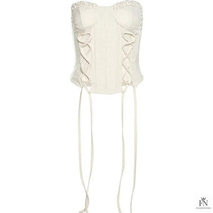 Lace Up Strapless Corset Top - Fashionnsio