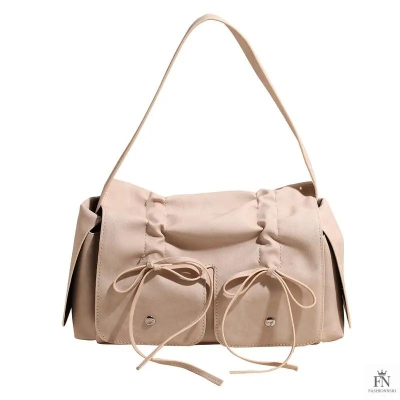 Bow Pleated Drawstring Shoulder Bags - Fashionnsio