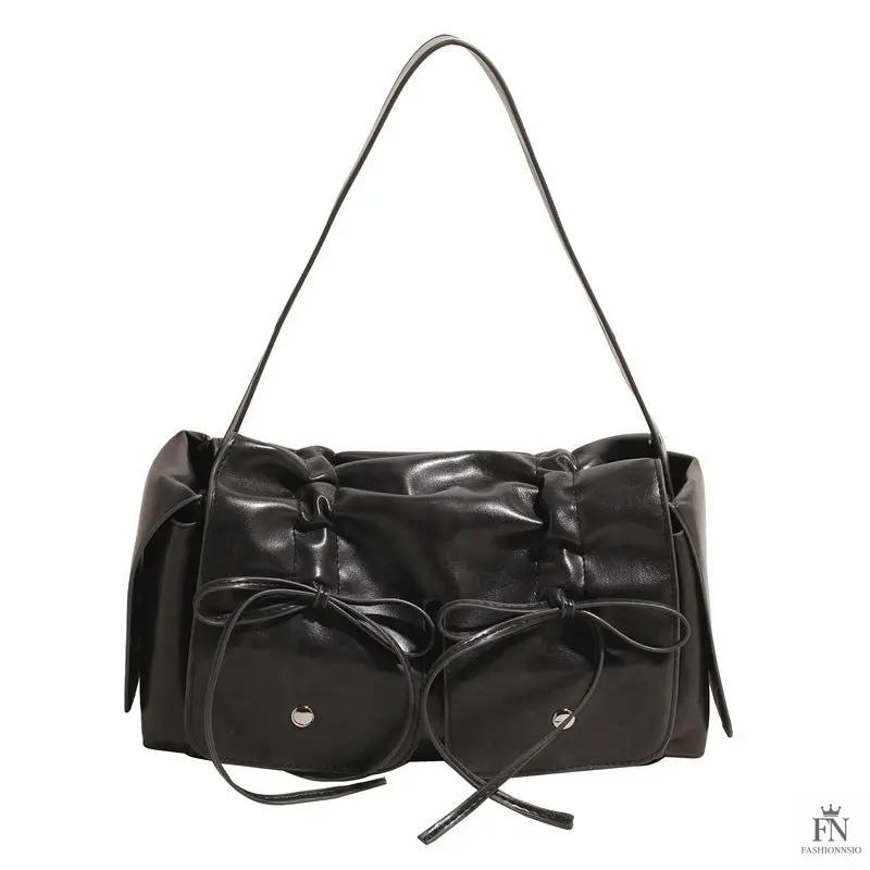 Bow Pleated Drawstring Shoulder Bags - Fashionnsio