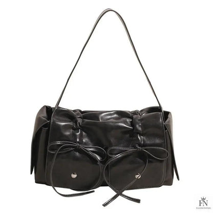 Bow Pleated Drawstring Shoulder Bags - Fashionnsio
