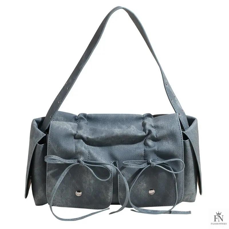 Bow Pleated Drawstring Shoulder Bags - Fashionnsio