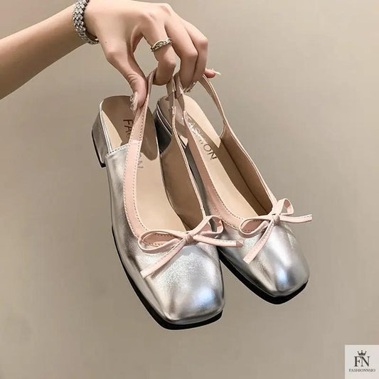 Square Toe Bow Flat Sandals - Fashionnsio