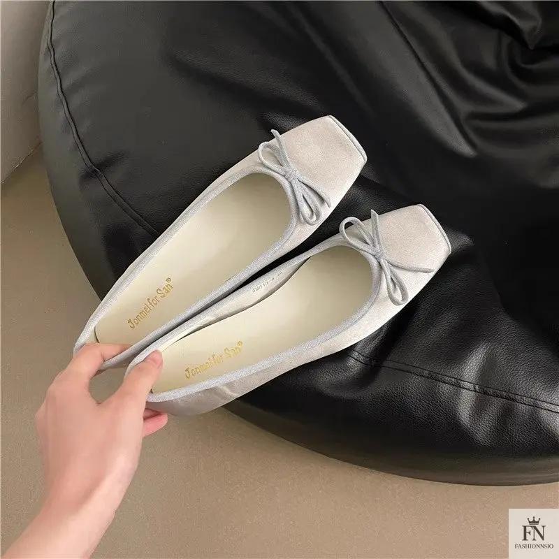 Square Toe Bowknot Ballet Flats - Fashionnsio