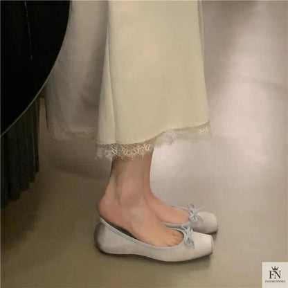 Square Toe Bowknot Ballet Flats - Fashionnsio