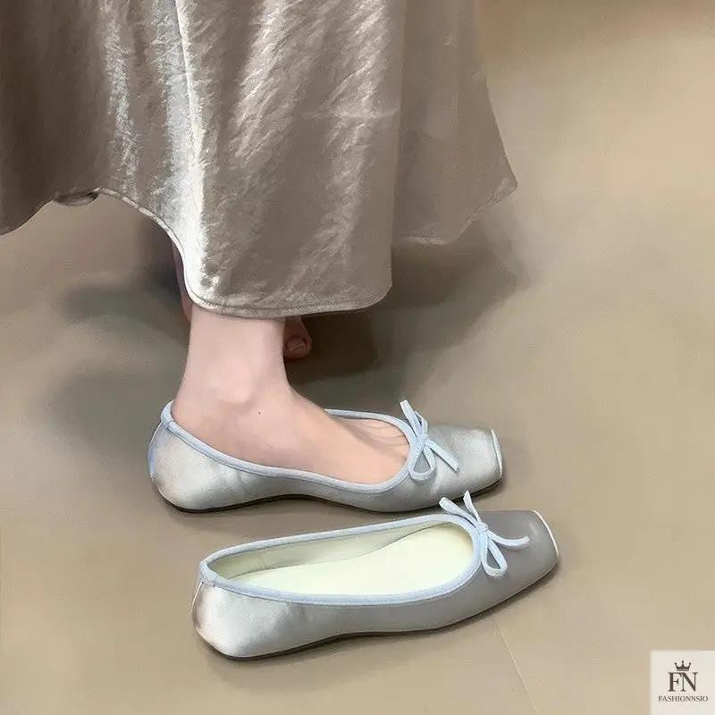 Square Toe Bowknot Ballet Flats - Fashionnsio