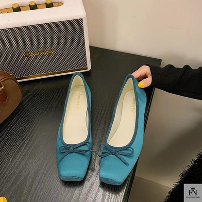 Square Toe Bowknot Ballet Flats - Fashionnsio