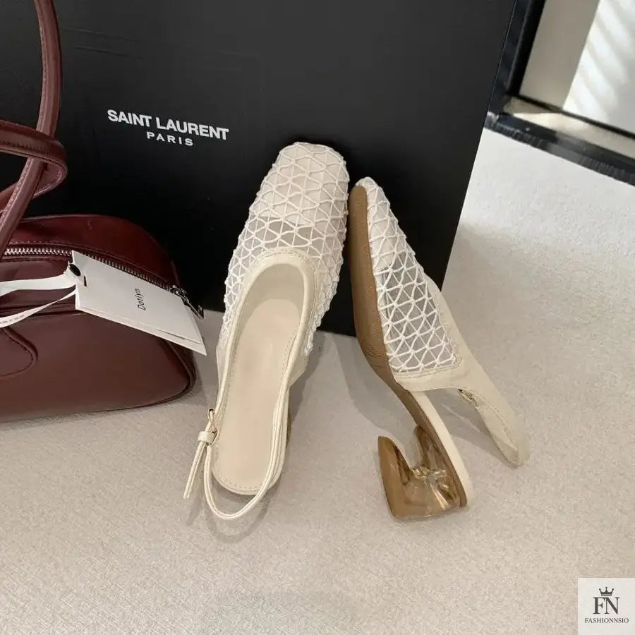 Square Toe Lace Flat Sandals - Fashionnsio