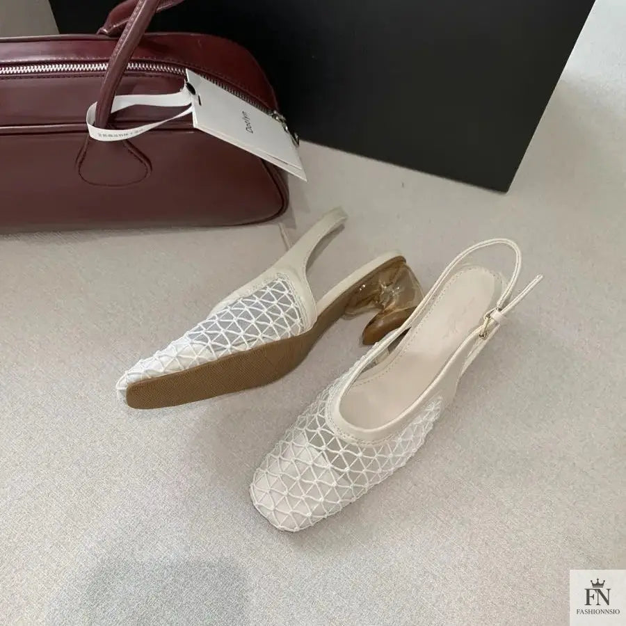 Square Toe Lace Flat Sandals - Fashionnsio