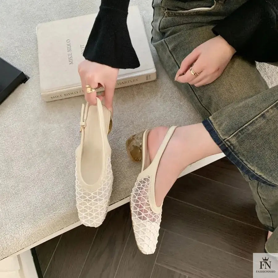 Square Toe Lace Flat Sandals - Fashionnsio