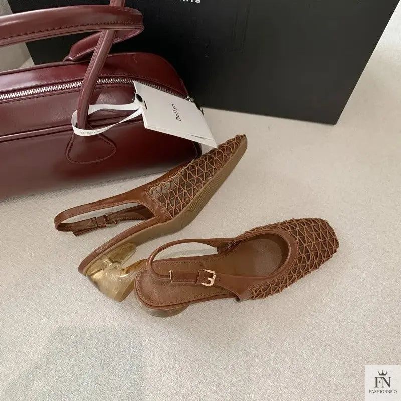 Square Toe Lace Flat Sandals - Fashionnsio