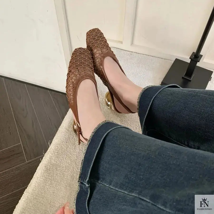 Square Toe Lace Flat Sandals - Fashionnsio