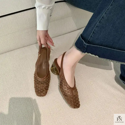 Square Toe Lace Flat Sandals - Fashionnsio