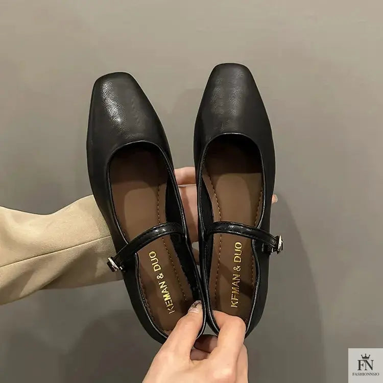 Square Toe Mary Jane Flats - Fashionnsio