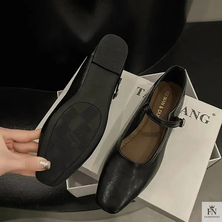 Square Toe Mary Jane Flats - Fashionnsio