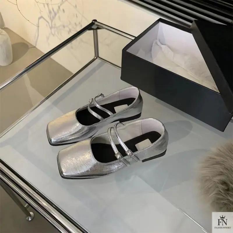 Square Toe Strap Women Flats - Fashionnsio