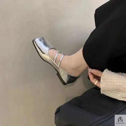 Square Toe Strap Women Flats - Fashionnsio