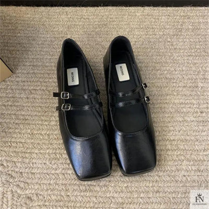 Square Toe Strap Women Flats - Fashionnsio