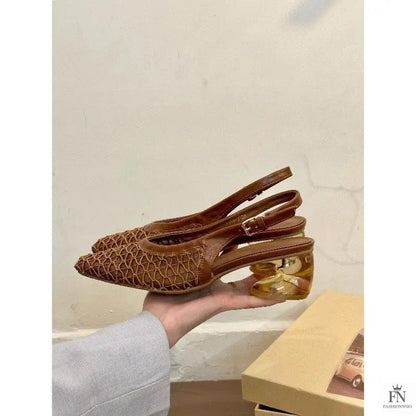 Square Toe Lace Flat Sandals - Fashionnsio