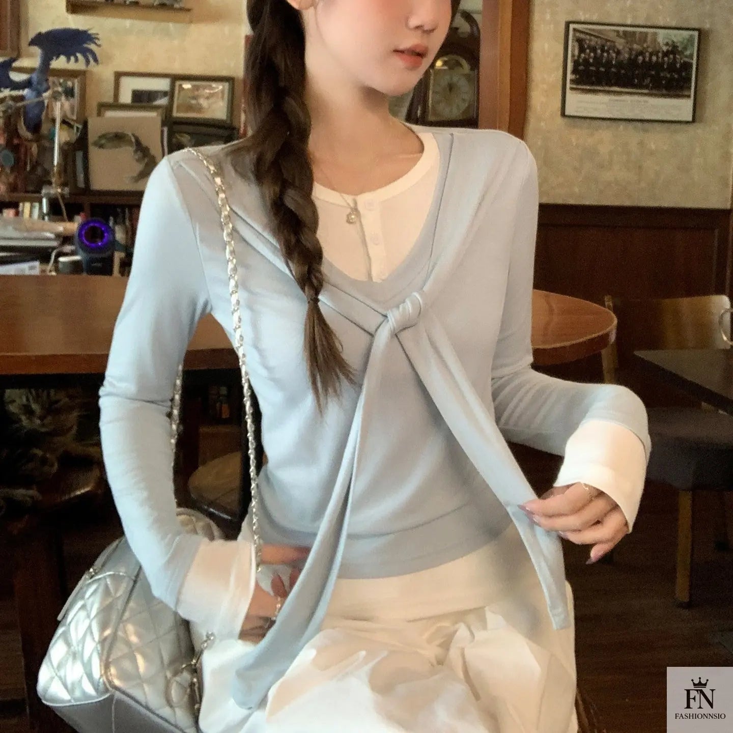 Two Piece Lace-up Korean Top - Fashionnsio