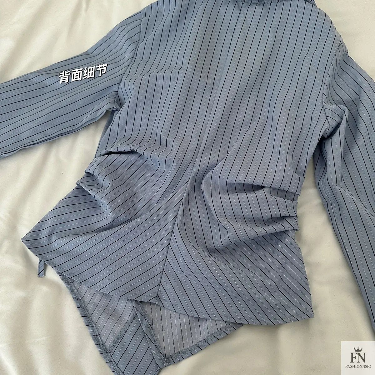 Striped Irregular Waist Fitted Shirts - Fashionnsio