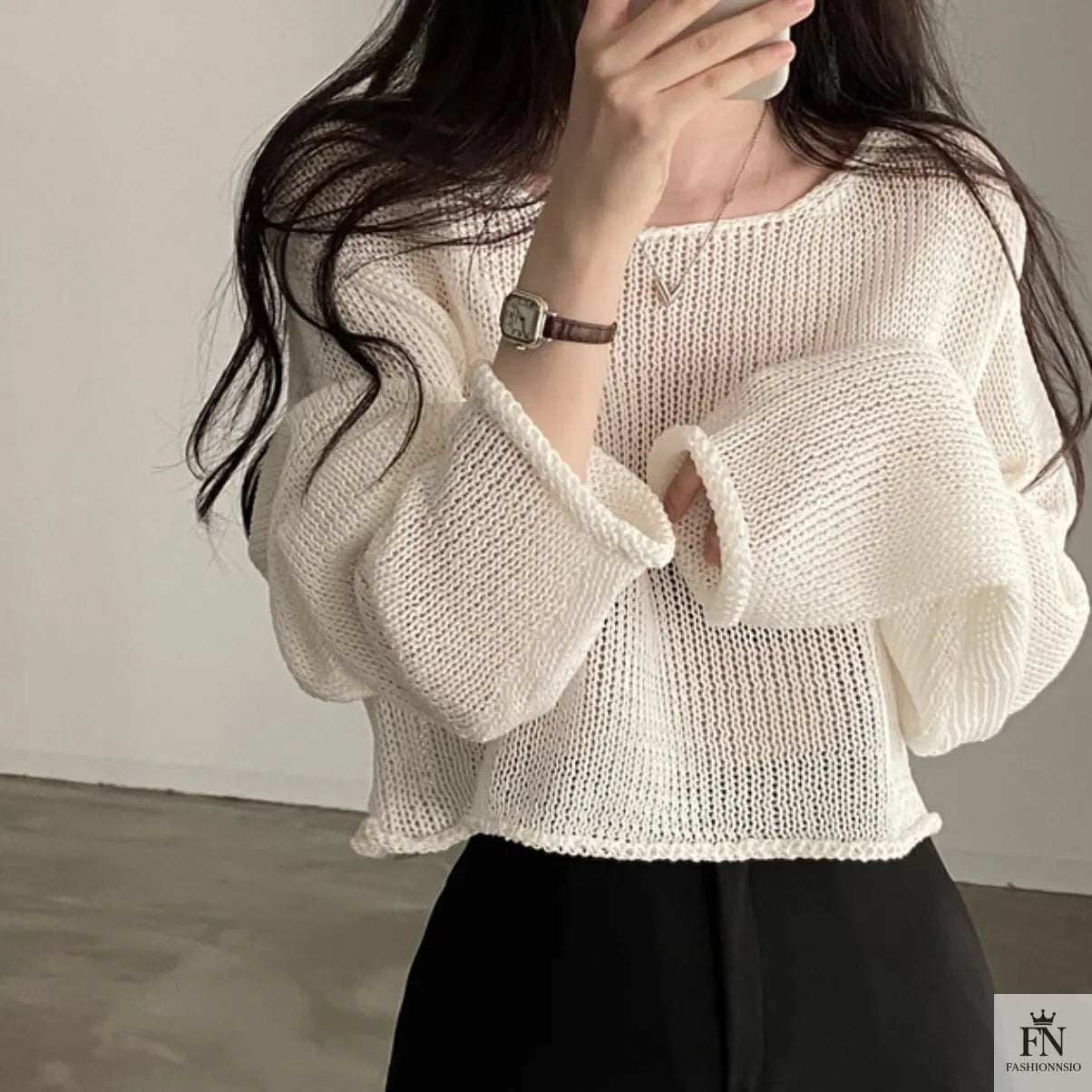 Sweater Knitted Crop Top - Fashionnsio
