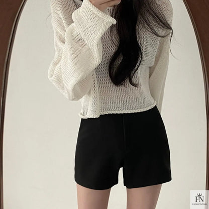 Sweater Knitted Crop Top - Fashionnsio
