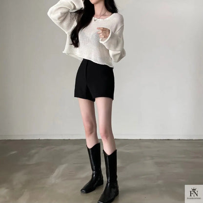 Sweater Knitted Crop Top - Fashionnsio
