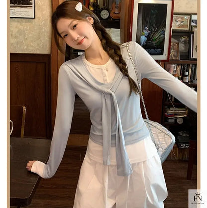 Two Piece Lace-up Korean Top - Fashionnsio