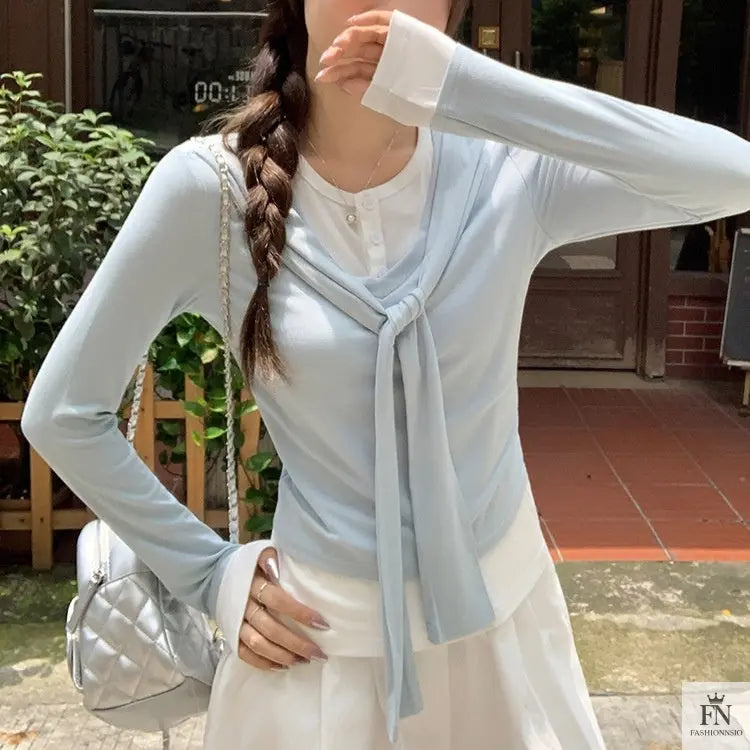 Two Piece Lace-up Korean Top - Fashionnsio