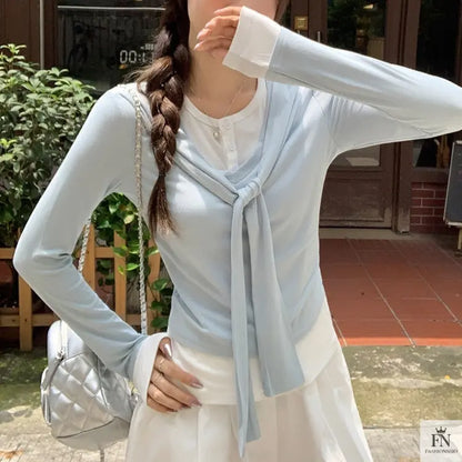 Two Piece Lace-up Korean Top - Fashionnsio