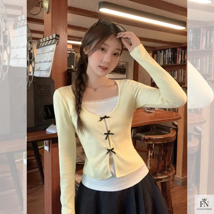 Two-piece Polka Dot Bow Top - Fashionnsio