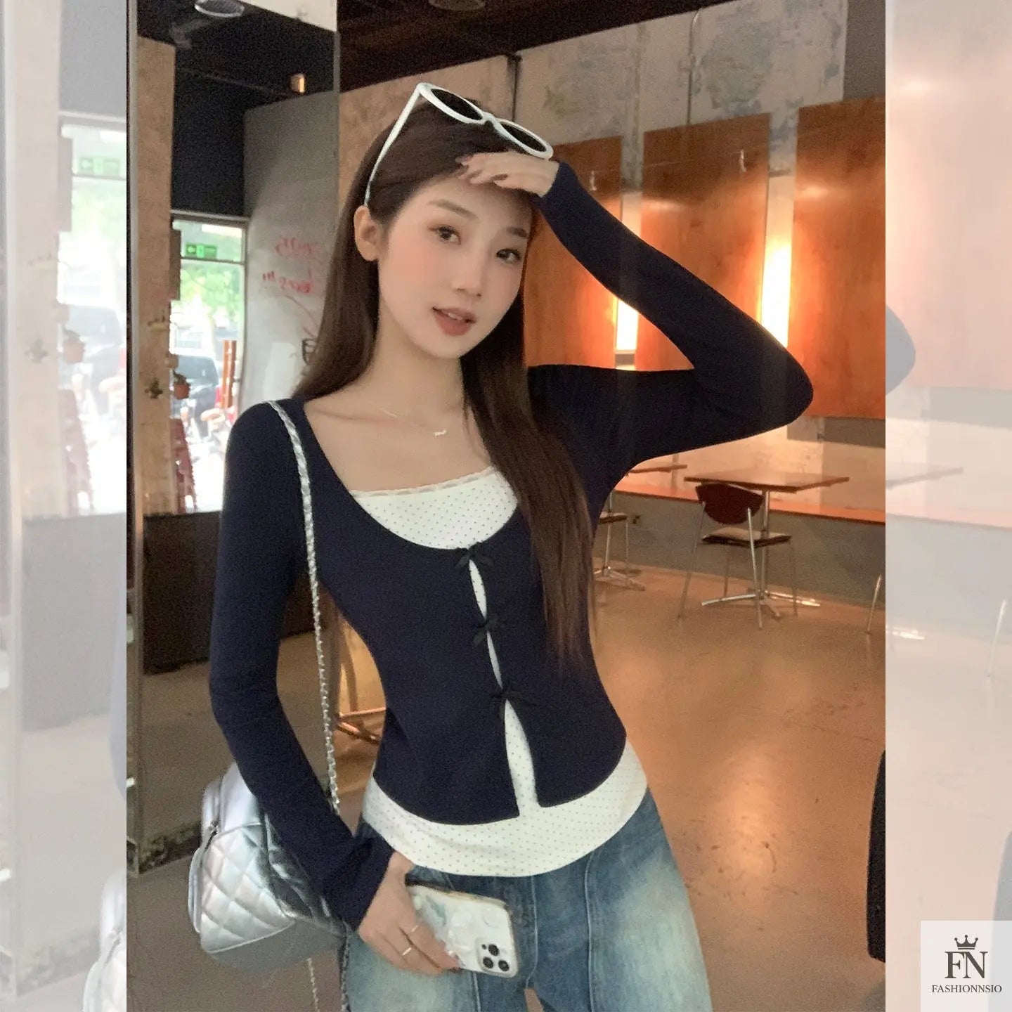 Two-piece Polka Dot Bow Top - Fashionnsio