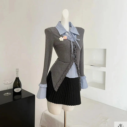 Two-piece Ruffle Shirt Top - Fashionnsio
