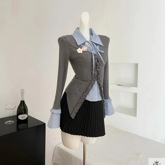 Two-piece Ruffle Shirt Top - Fashionnsio