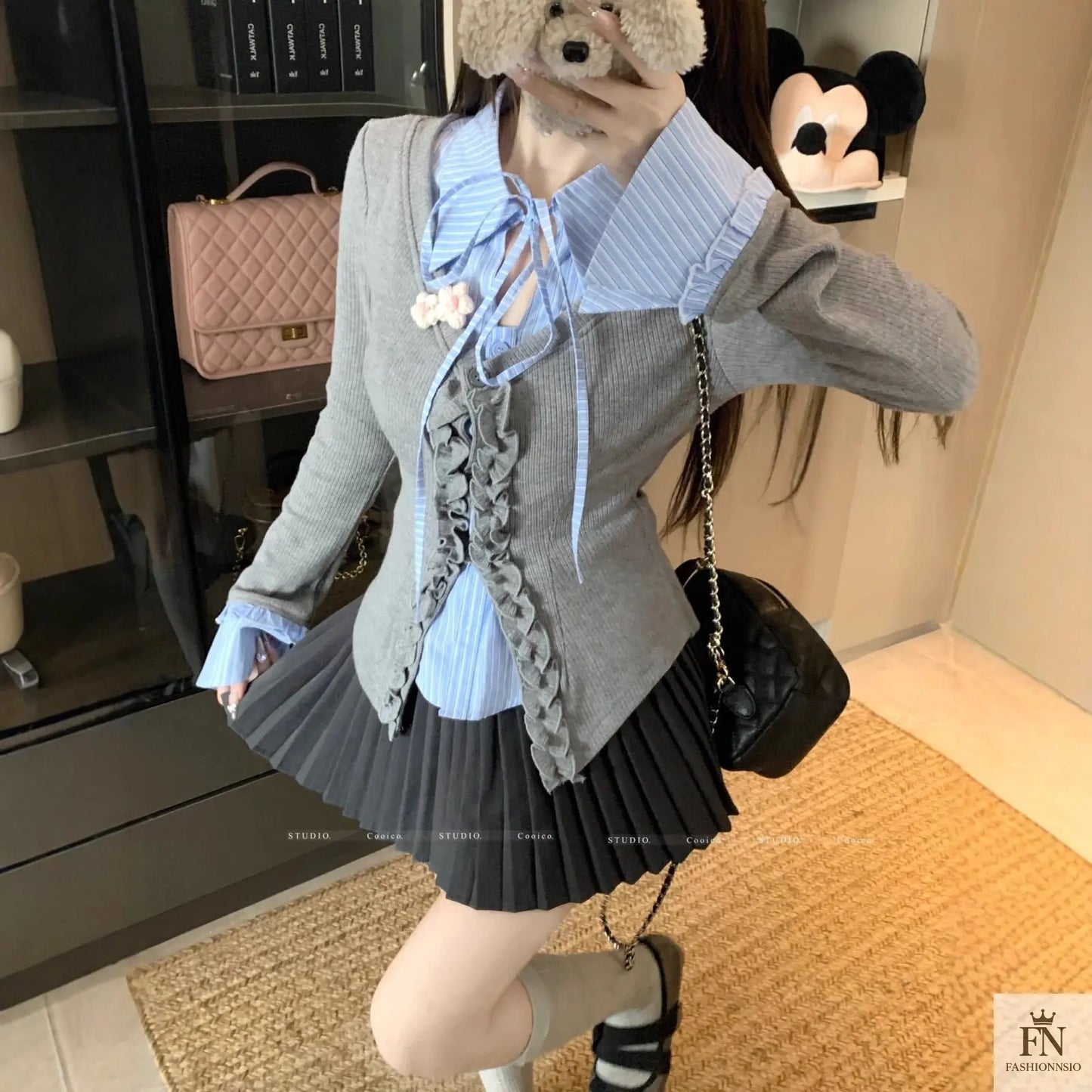 Two-piece Ruffle Shirt Top - Fashionnsio