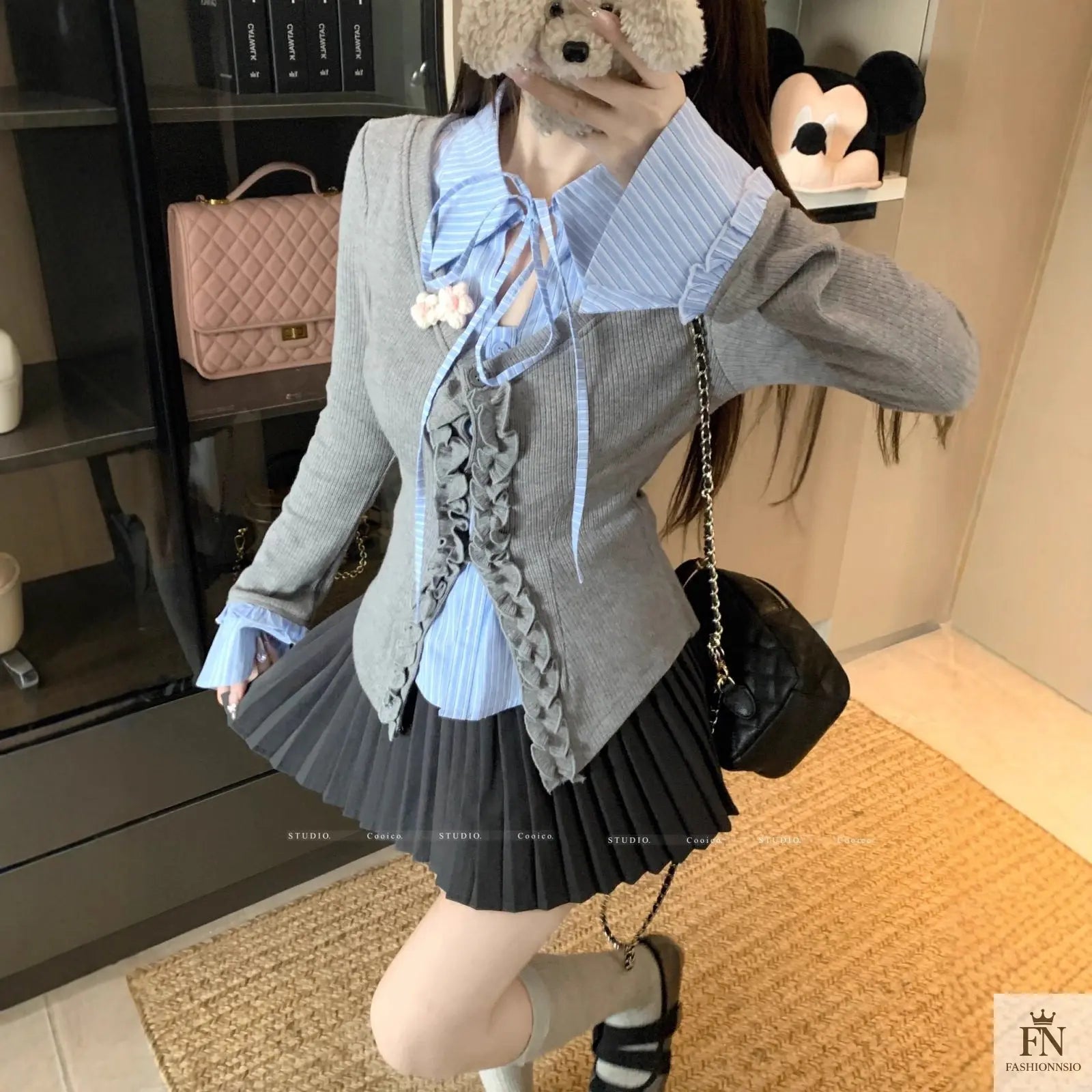 Two-piece Ruffle Shirt Top - Fashionnsio