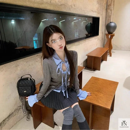 Two-piece Ruffle Shirt Top - Fashionnsio
