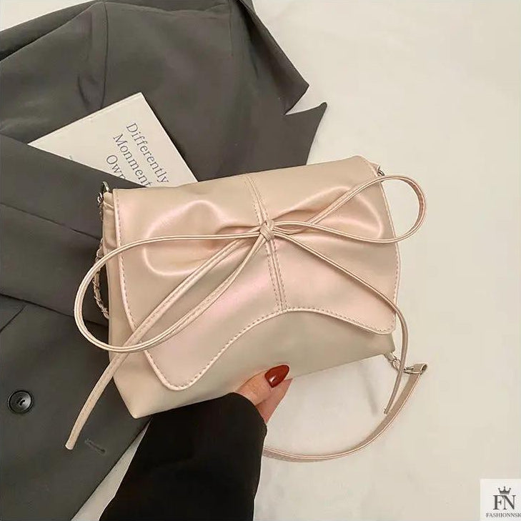 Pearlescent Chain Bow Sling Bags - Fashionnsio