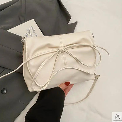 Pearlescent Chain Bow Sling Bags - Fashionnsio