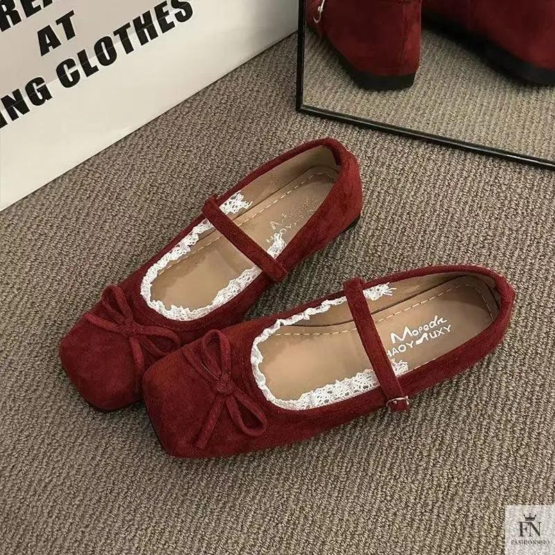 Lace Bow Ballet Flats - Fashionnsio