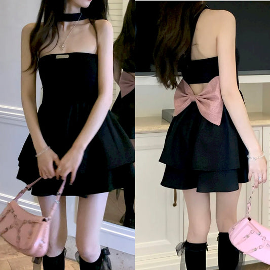 Bow Black Mini Dress