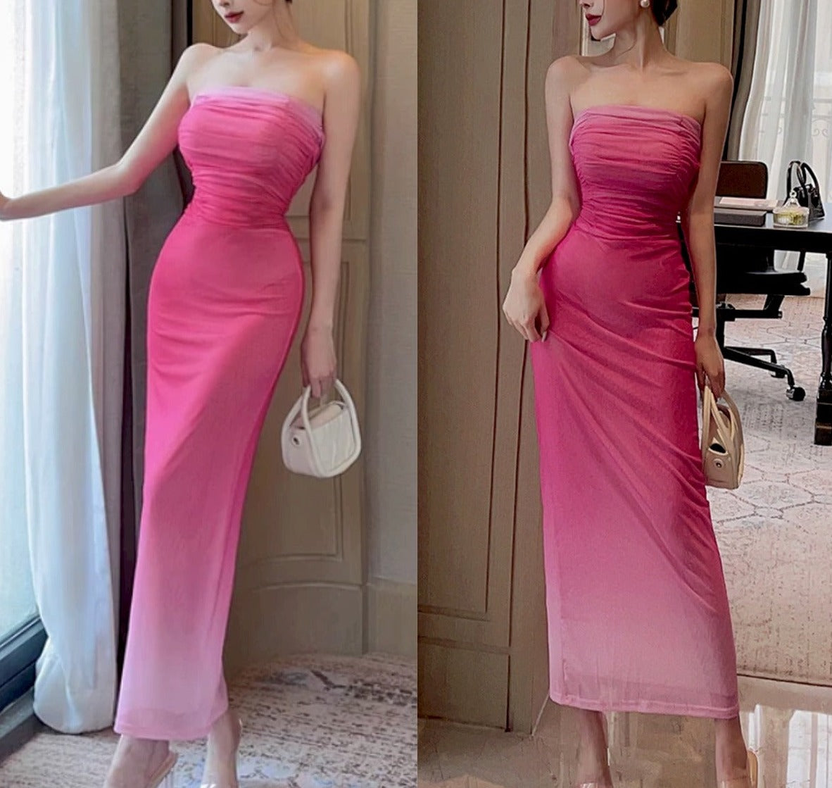 Pink Gradient Tube Dress