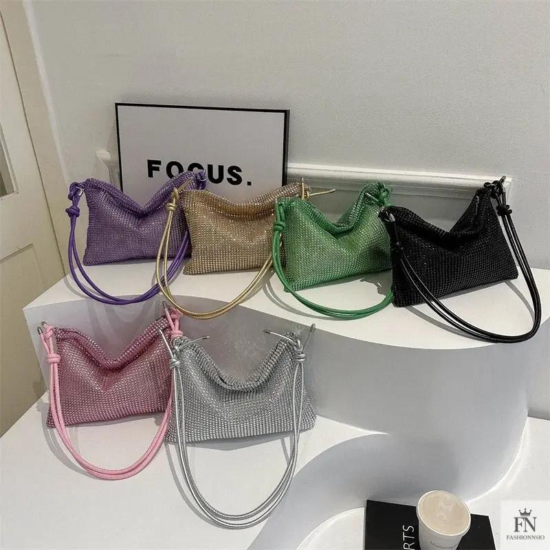 Crystal Inlaid Knot Shoulder Bags - Fashionnsio