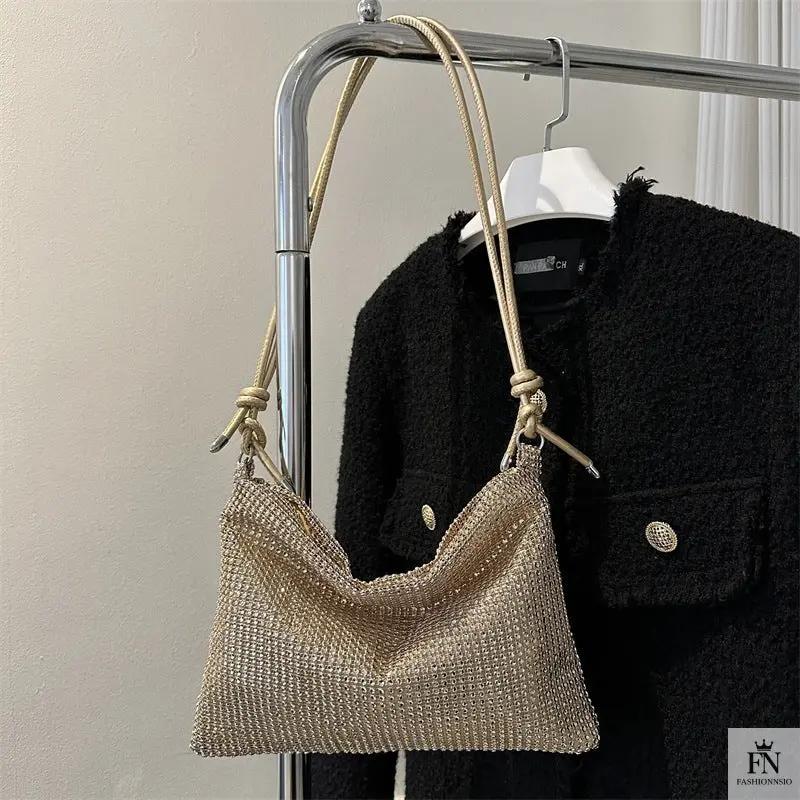Crystal Inlaid Knot Shoulder Bags - Fashionnsio