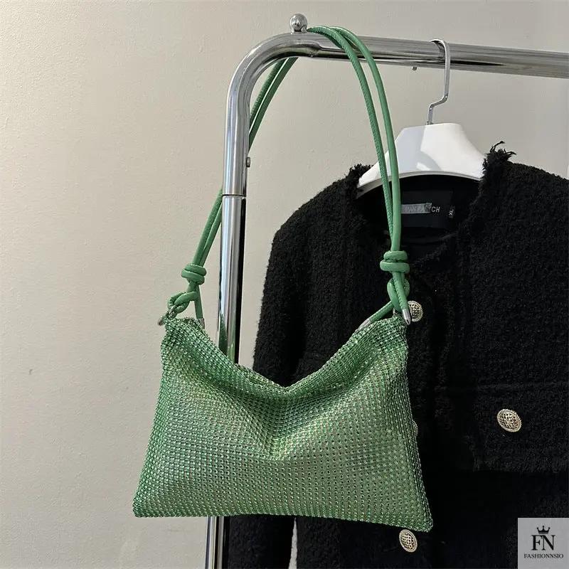 Crystal Inlaid Knot Shoulder Bags - Fashionnsio