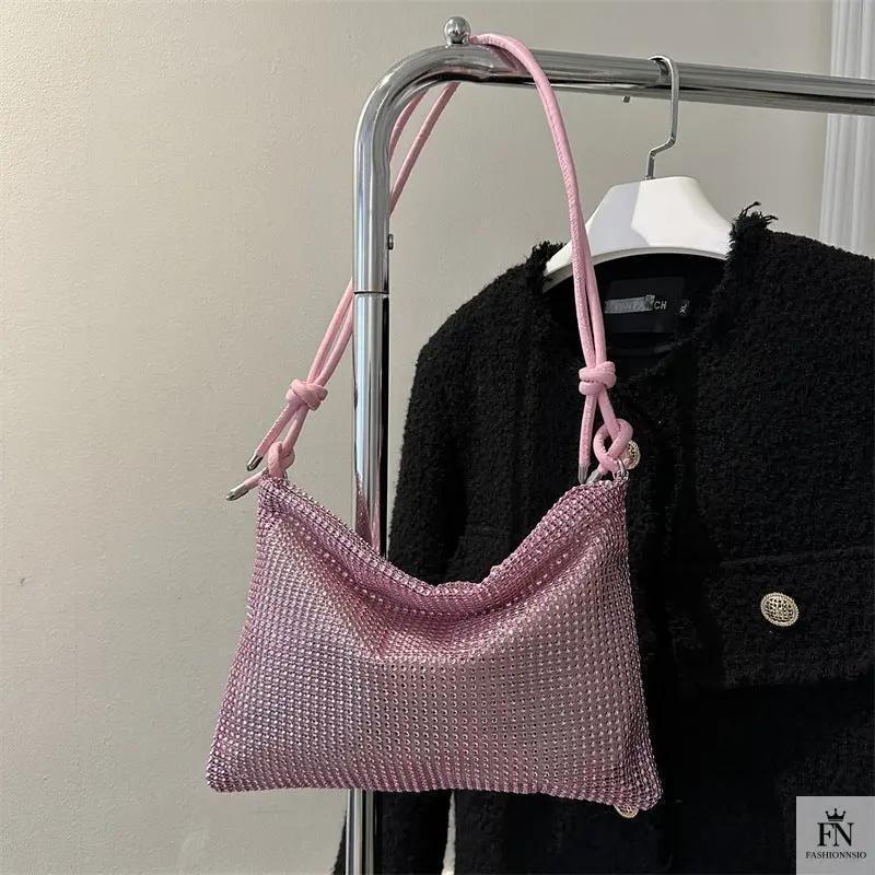 Crystal Inlaid Knot Shoulder Bags - Fashionnsio