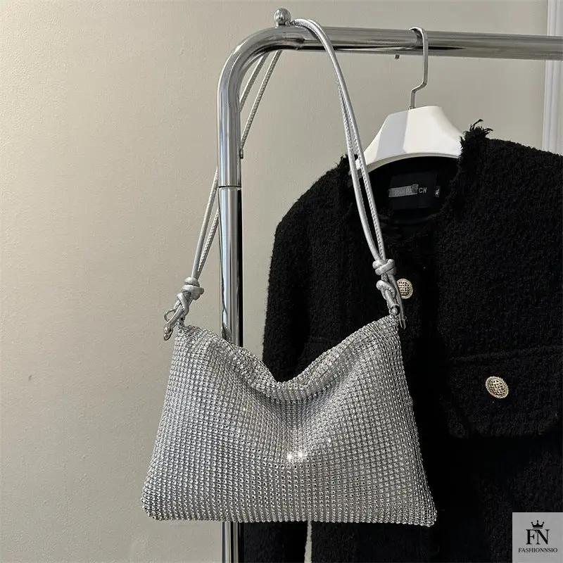 Crystal Inlaid Knot Shoulder Bags - Fashionnsio