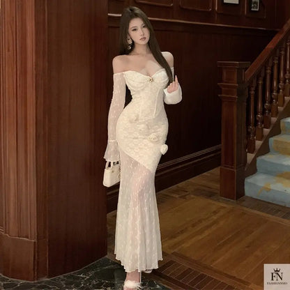 Lace 3D Floral Bodycon Dress - Fashionnsio